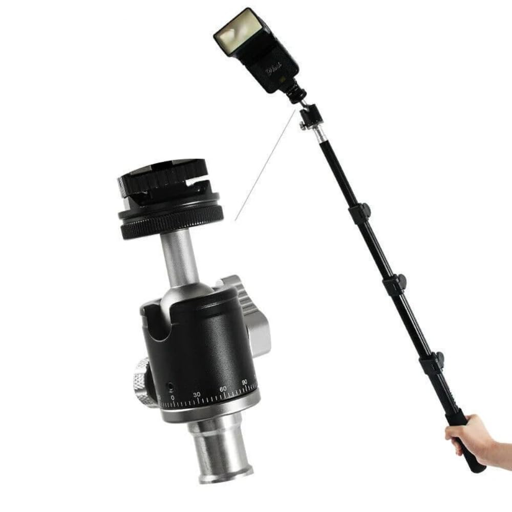 2 in 1 Ball Head Mount & Cold Shoe Mount for DSLR Camera, Tripod 1/4 screw 360 degree Panoramic Head