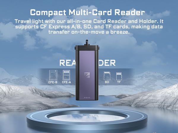 Freewell Pro Reader Versatile CF Express A,CF Express B, SD, and Micro SD Card Reader & Holder