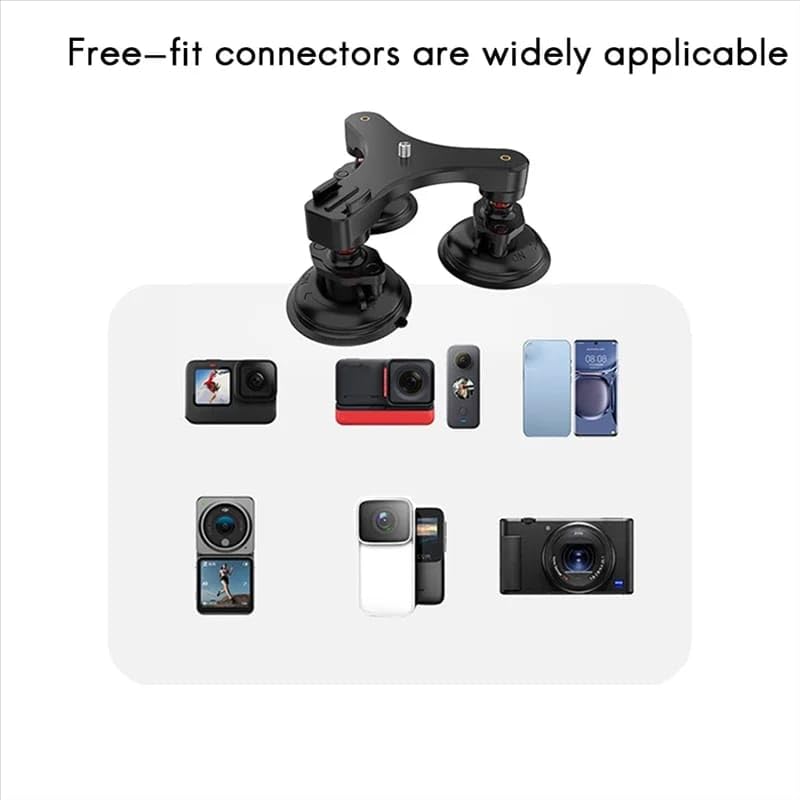 Triple Suction Cup Car Mount for DJI Osmo 360, Pocket 3, Insta360 X5, GoPro (view 2)