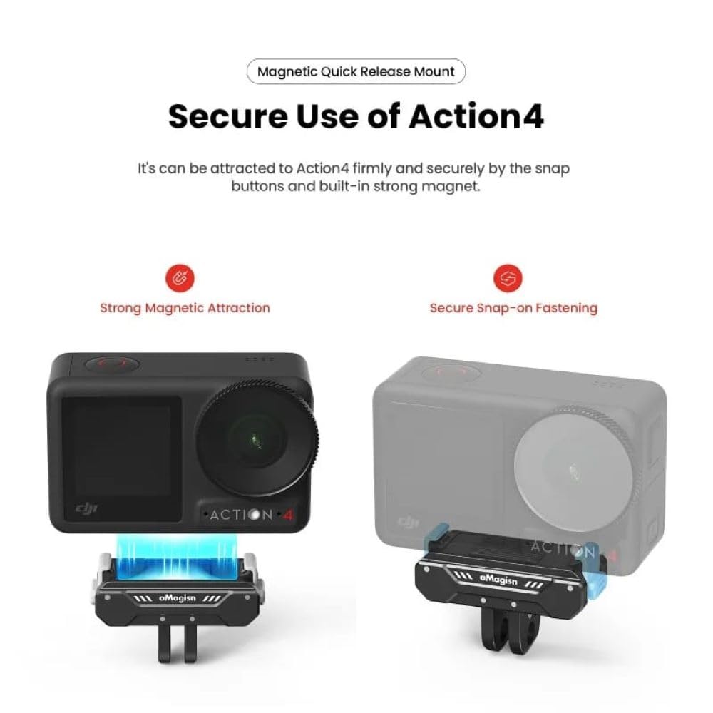 Amagisn Aluminium Magnetic Quick Release Mount for DJI Osmo Action 4 and 3 (view 6)