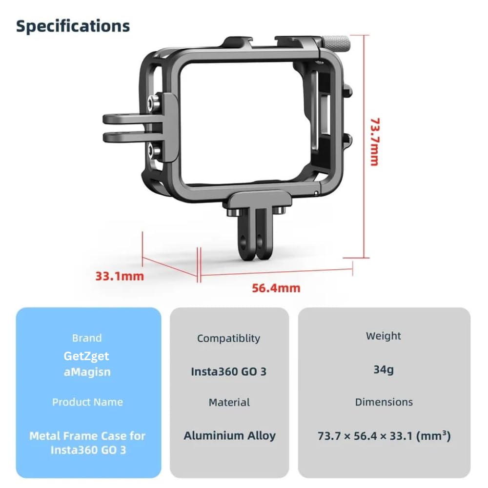 Premium Metal Frame Mount Case for insta360 Go 3 Camera
