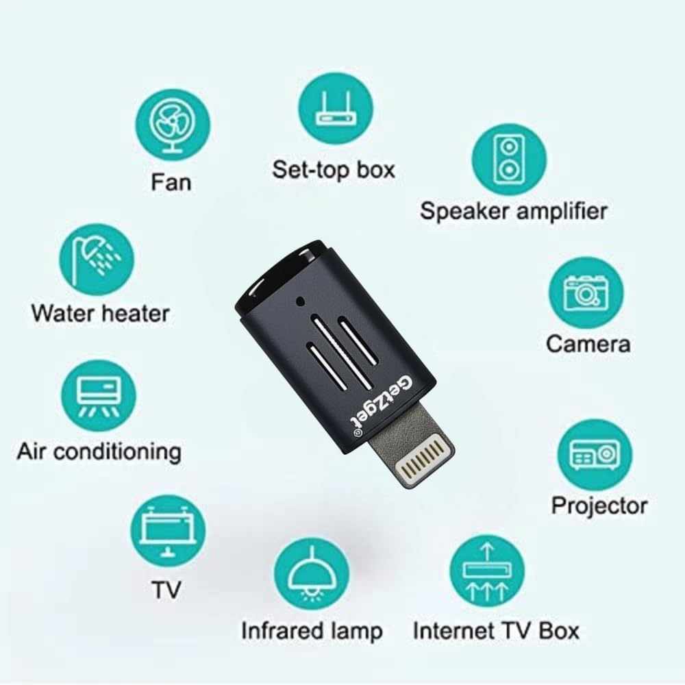 Mini Mobile IR Blaster For iPhone/iPad Infrared Universal Smartphone Remote Control All in One Operate AC/DTH/TV/DVD/STB/Fan (iOS-Lightning)