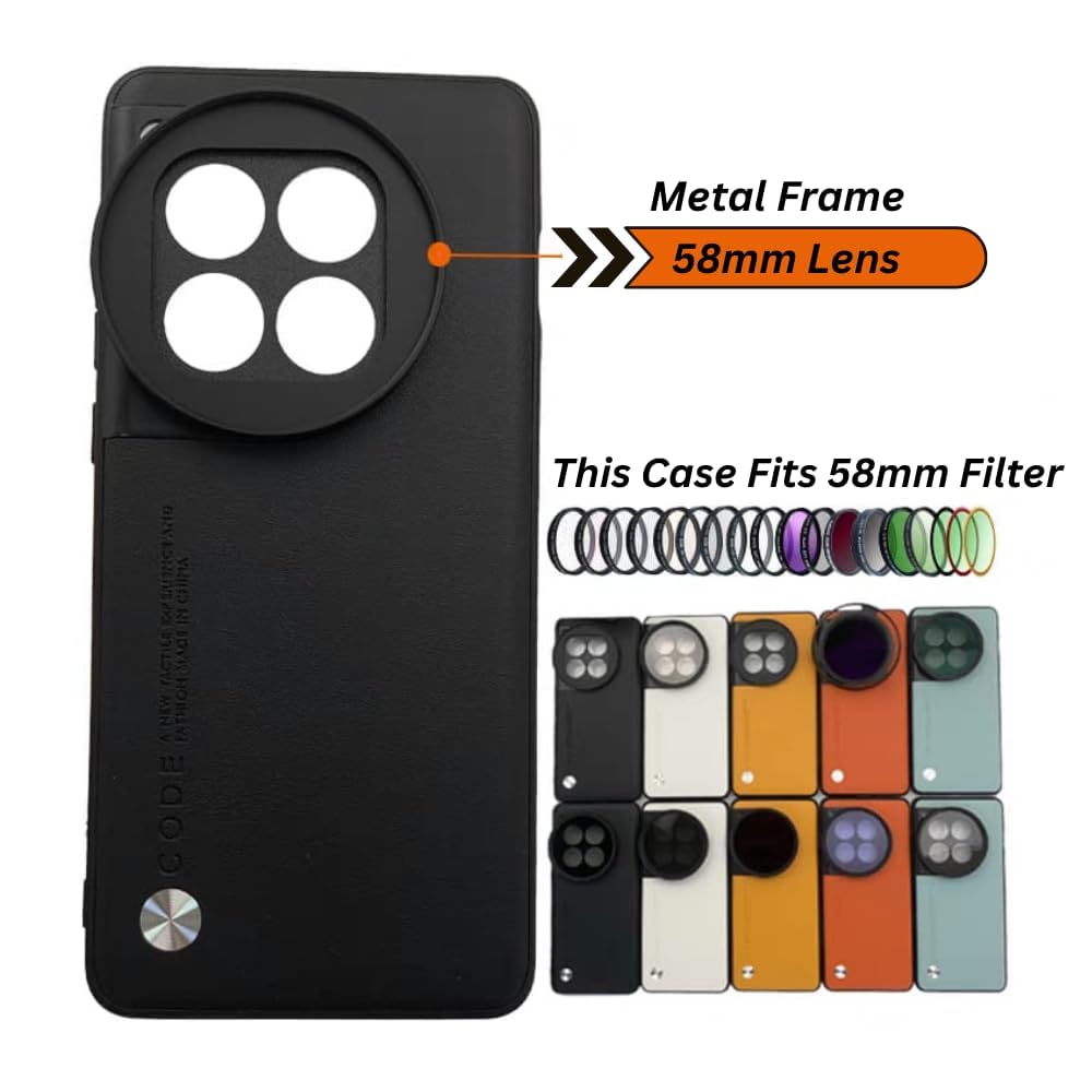 Phone Case for Oneplus 12R Support 58mm Lens ND Filter Attachable Metal Slot