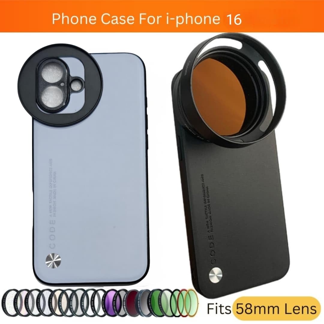 iPhone 16 with Attachable 58mm Lens Nd Filter Aluminum Slot Mobile Cover