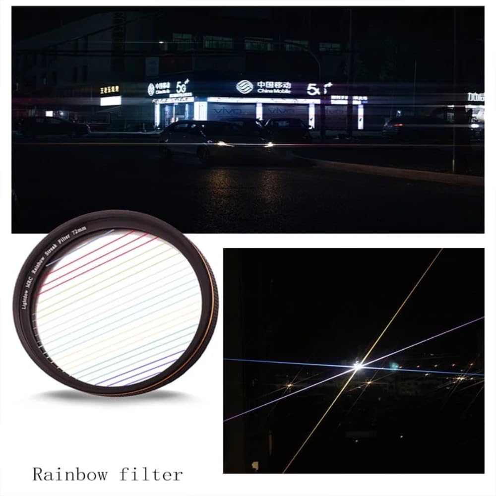 GetZget® Rainbow Streak Lens For oneplus12, iPhone 14/15 pro & pro max, Xiaomi 14 Mobile Cover, DSLR Camera (58mm)