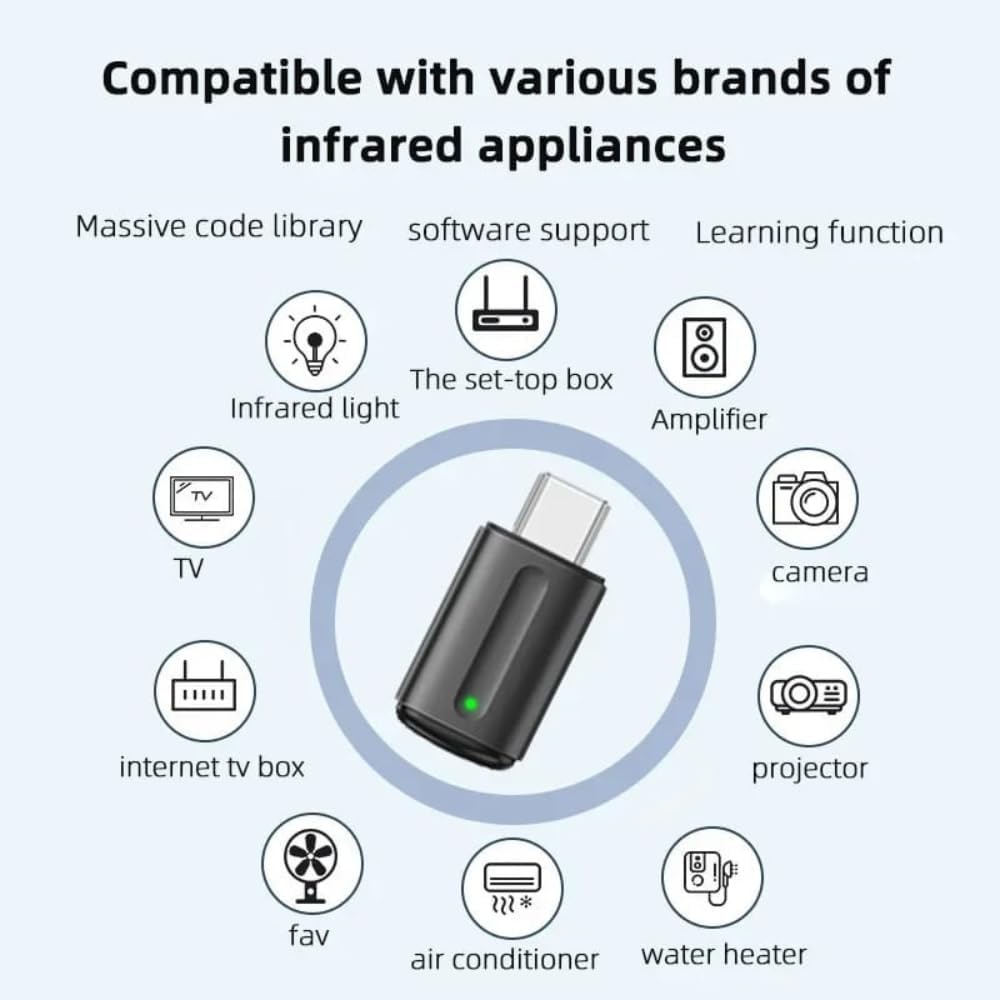 Mini IR Blaster 6th Genration For iPhone 15 pro/ 15 pro max/ 15 Plus Mobile Remote Control oprate Ac/Tv/Projector/Fan/Bulb/Set top Box (Type-C)
