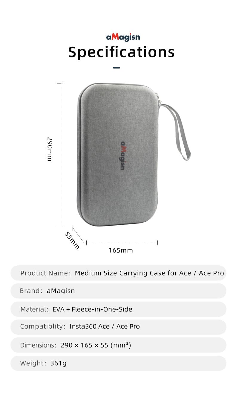 Amagisn Carrying Case Bag for Insta360 Ace Pro, Go3, X3 & Accessories