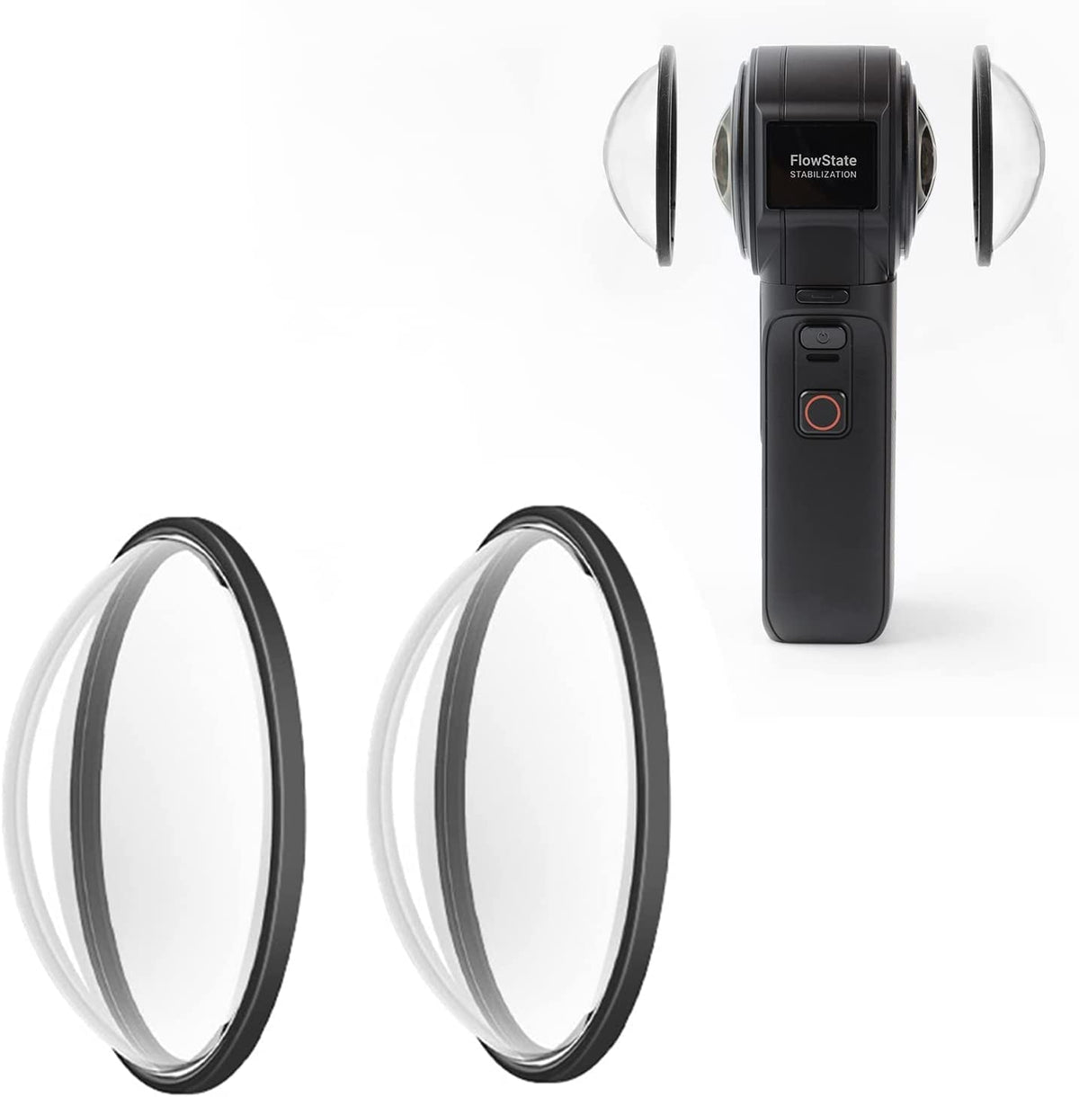 Lens Guards for Insta360 One RS 1-Inch 360 Edition with Silicone Lens Cap
