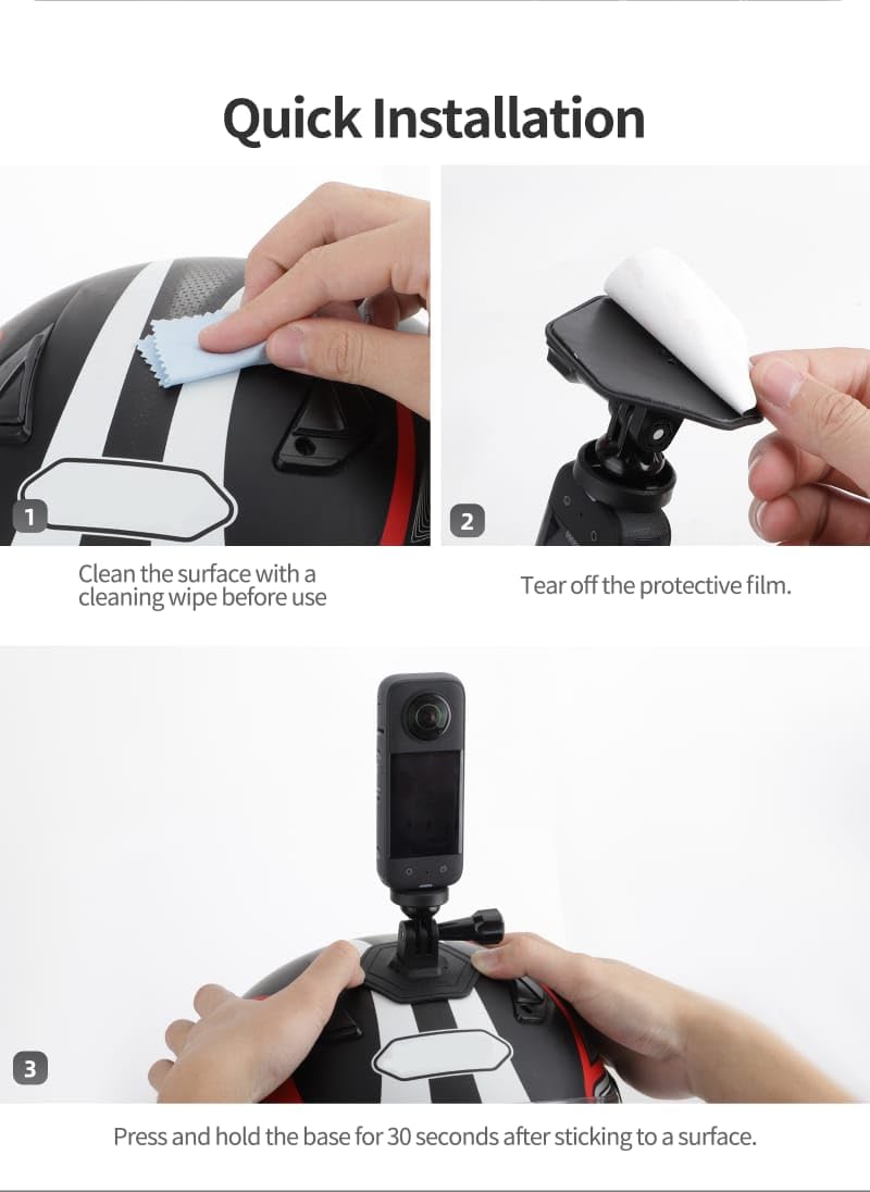 GetZget® Sunnylife Flexible Adhesive Helmet Mount For DJI Osmo 360, Pocket 3, Action 4/5/5pro, Insta 360 X5/X4/X3, Go Pro Hero 12/11/10 Action Camera Accessory