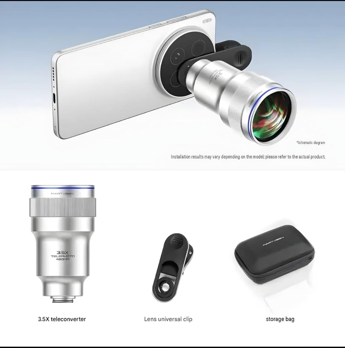 Martvsn 3.5X Telephoto Lens for Smartphone with Universal Clip-On Mount