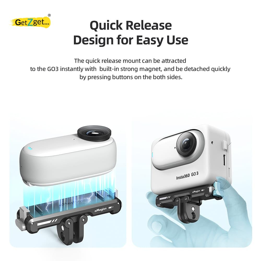 Amagisn Magnetic Quick Release Mount for Insta360 Go 3 Bracket Adapter Camera Accessories