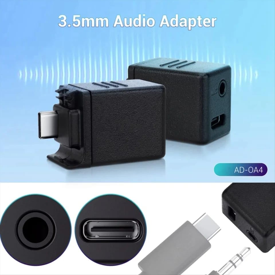 DJI Osmo Action 4 / Action 5 Pro  External Mic Audio Adapter Dongle – Type-C to 3.5mm Mic Input Converter Accessories
