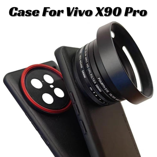 GetZget® Phone Case For Vivo X90 Pro with Lens Cap Cover Support 58mm ND Filter Lens Accessories (Black) (Vivo X90 Pro)
