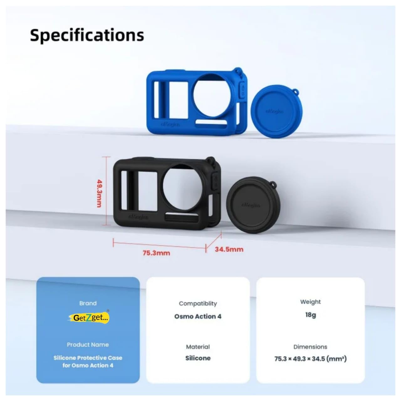 Silicone Cover for DJI Action 4 & 3 Camera Hand Grip & Protection case