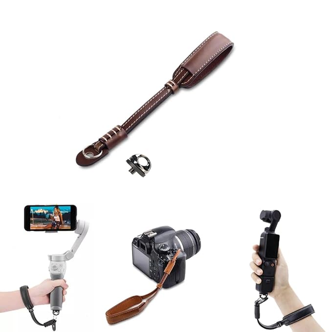 Hand Strap for Dji Pocket 3,2, Om 4/5/6 mobile Gimbal, Insta OneX 2,3,4,5,Dslr Camera Strap PU Leather with 1/4 Screw Mount Down Fall Protection Accessories