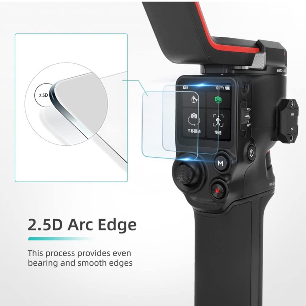 HD Tempered Glass 2.5D Curved Edge 9H Hardness for DJI Ronin Rs 3 and Rs3 Pro DSLR Gimbal Screen Protective Guard Accessories (2 Glasses)