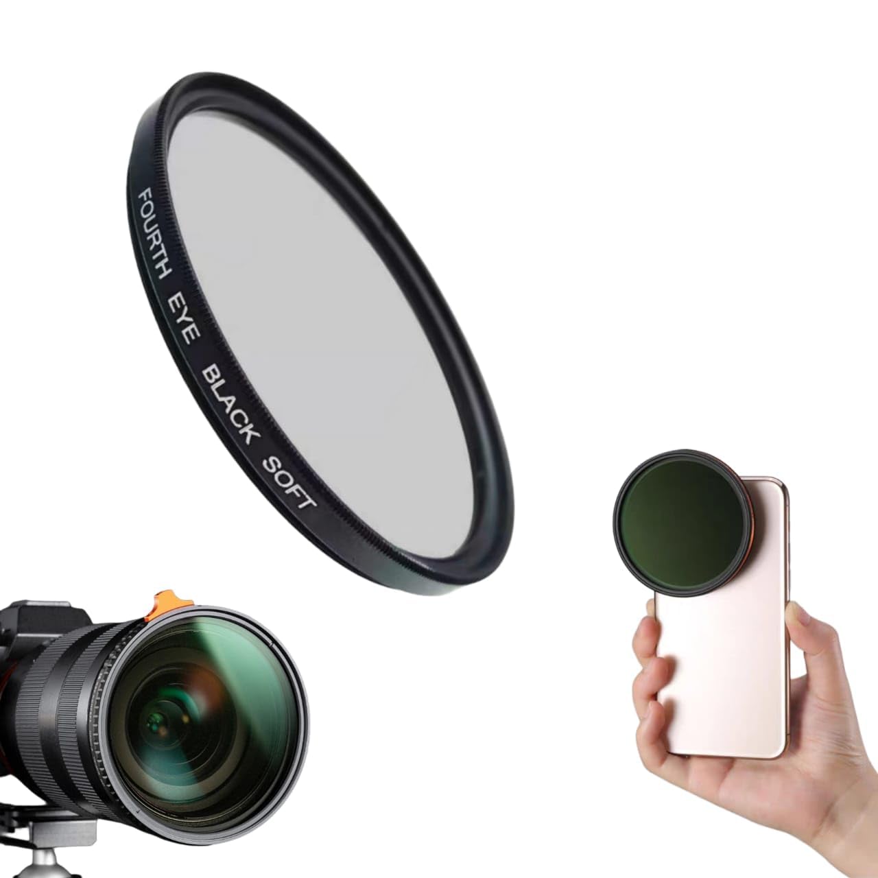 52mm Black Soft Lens Nd Filter For iPhone 13/14/ 15 & Plus Mobile Cover, DSLR Camera
