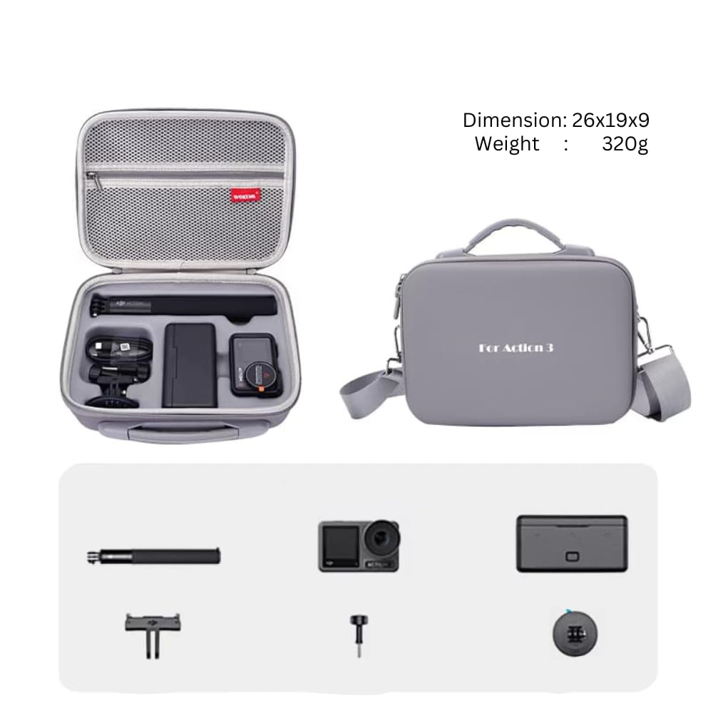 Carrying Case Bag for DJI Osmo Action 3/Action 4/ 5 pro Camera & Accessories Storage Hard Travel Bag