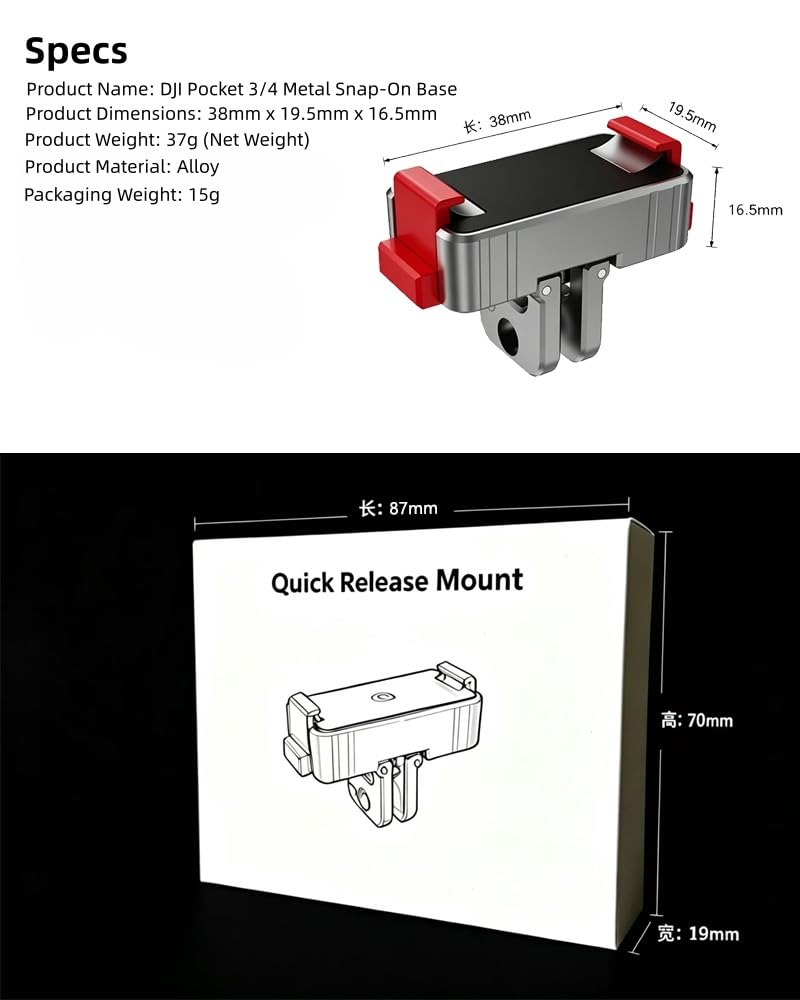 Magnetic Metal Mount For DJI Osmo Pocket 3/4/ 4P Pro Sport Camera Accessories (Getzget)