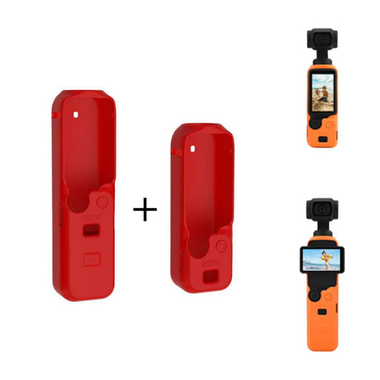 Silicone Cover for DJI Osmo Pocket 3 Camera Scratch Protector Cover 1 Pair Small & Medium case Accessories (Red)