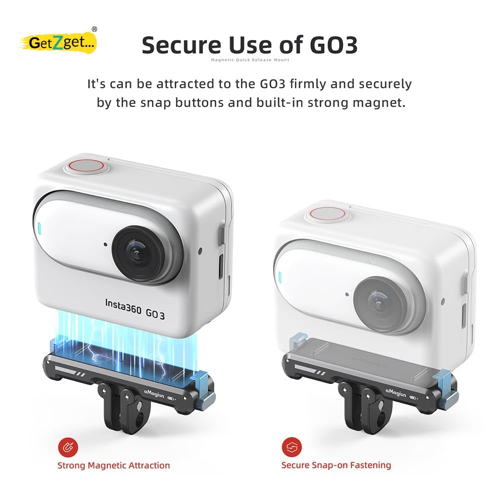 Amagisn Magnetic Quick Release Mount for Insta360 Go 3 Bracket Adapter Camera Accessories