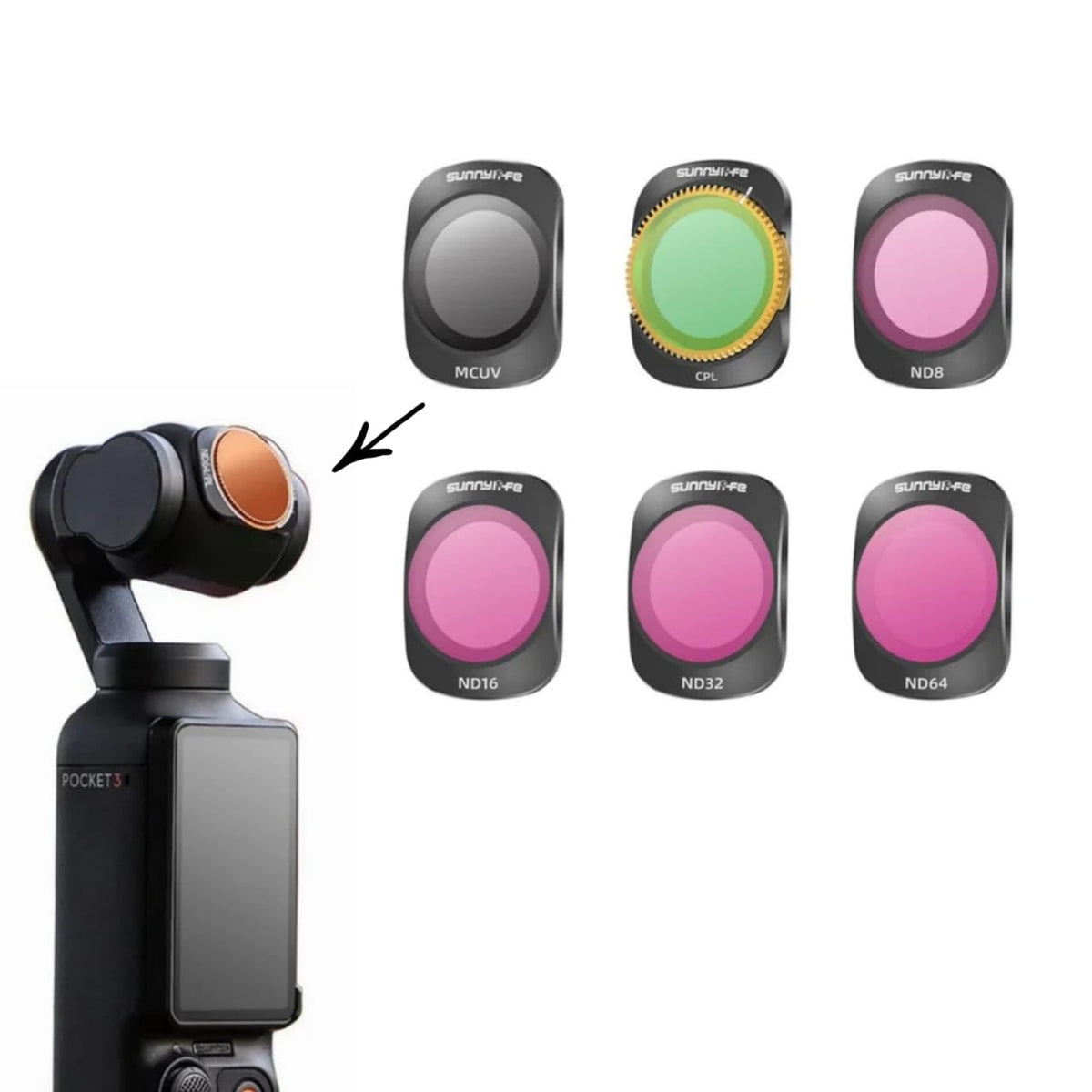 ND Filter Set for DJI Osmo Pocket 4 and Pocket 3 (6-Pack)