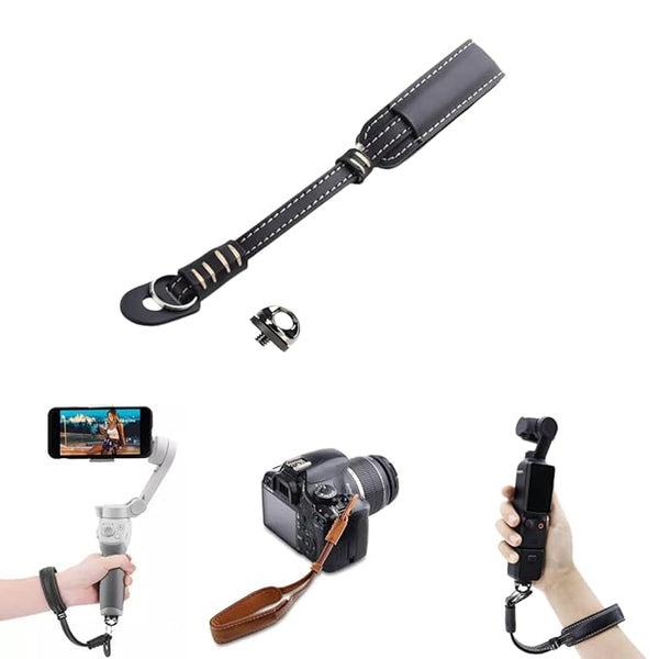 Hand Strap for Dji Pocket 3,2, Om 4/5/6 mobile Gimbal, Insta OneX 2,3,4,5,Dslr Camera Strap PU Leather with 1/4 Screw Mount Down Fall Protection Accessories