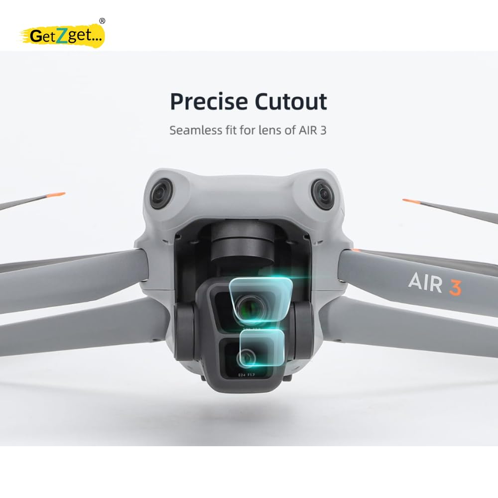 HD Tempered Glass For Dji Mavic Air 3 Gimbal Camera Dual Lens Scratch Protector Guard 9H Hard 2.5d Curve edge Camera Glass Accessories(Pack of 2)