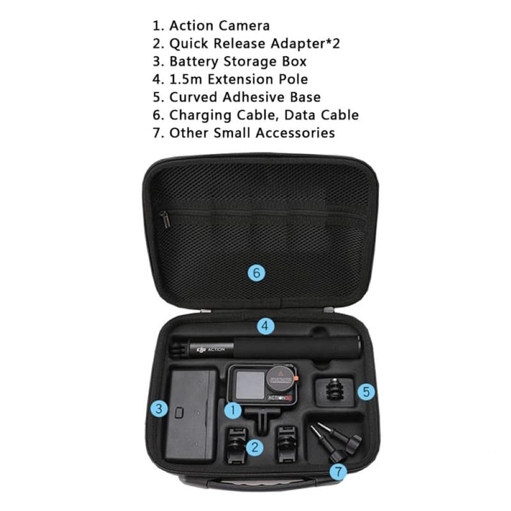 DJI Osmo Action 5 Pro, 4 & 3 Camera & Accessories Hard Bag Fits Adventure Combo Set (Black)