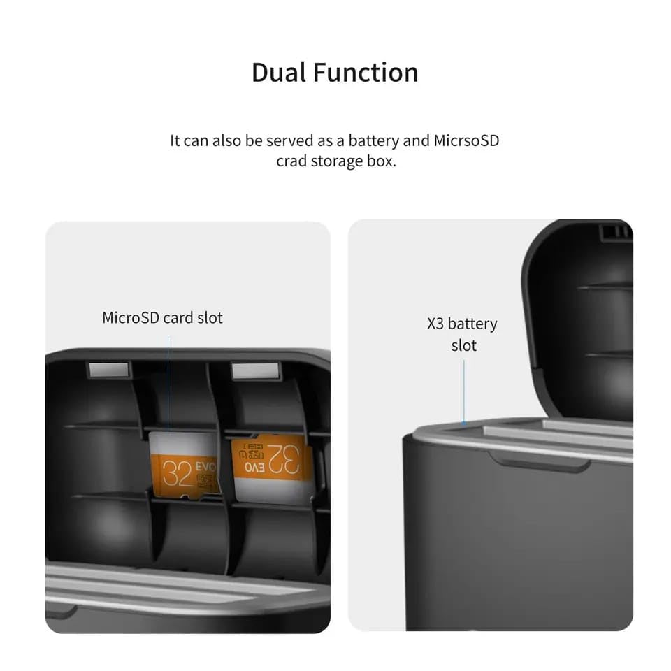 Getzget Charging Hub for Insta360 one X3 Portable 2 Channel Battery Fast Charger
