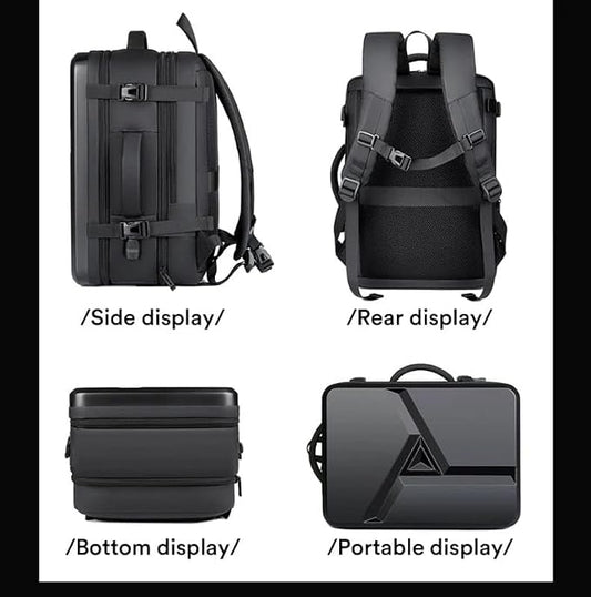 GetZget® luggage, laptop Carrying Case Hard shell Bag Multipurpose traveling Backpack with USB Charging Port/extendable/suitcase/Luggage/Travel bag (Black)