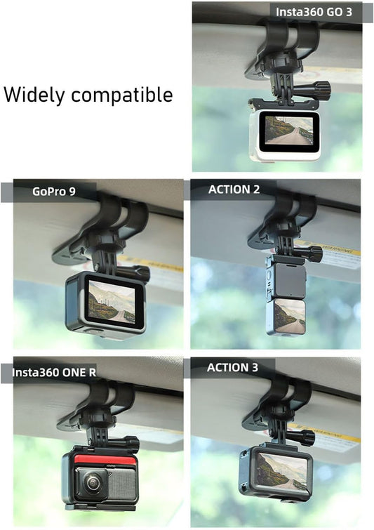 Video Sun Visor Mount Bracket Easy Install Stable 180 Degree Rotation for Action Camera