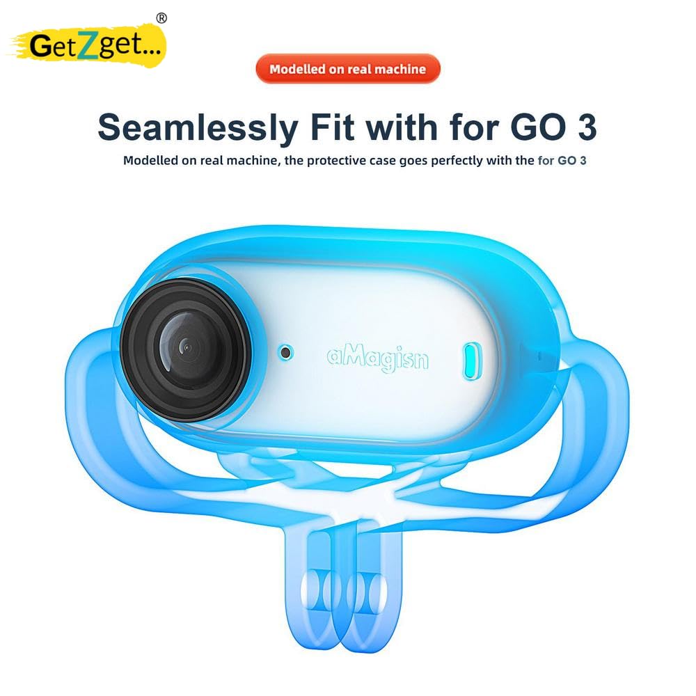 Horizontal Mount Cover for insta360 Go 3 Silicone Case Shockproof Designed Mount Frame 1/4 Thread Adapter Install on DJI Drone, Bike, Cycle, Helmet Camera Protection Accessories (Black)