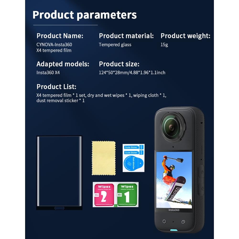 Curved Tempered Film Screen Protector for Insta360 X5 and X4 (Pack of 2) (view 3)