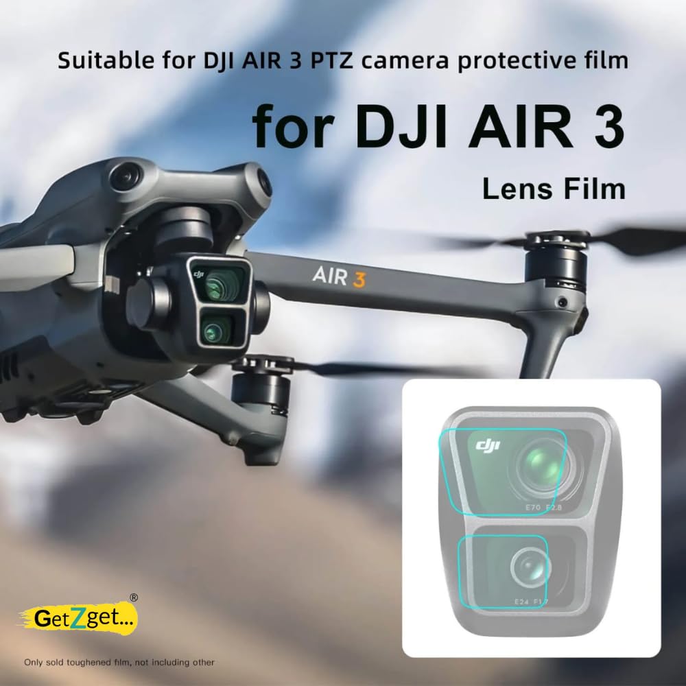 HD Tempered Glass For Dji Mavic Air 3 Gimbal Camera Dual Lens Scratch Protector Guard 9H Hard 2.5d Curve edge Camera Glass Accessories(Pack of 2)