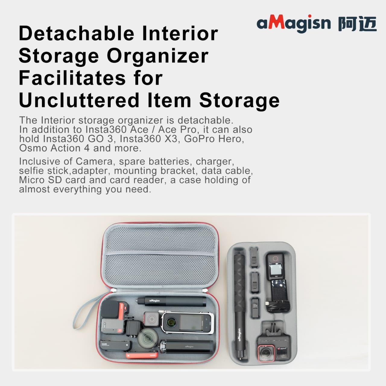 Bag for Insta360 Ace Pro, Go3, X3 & Accessories