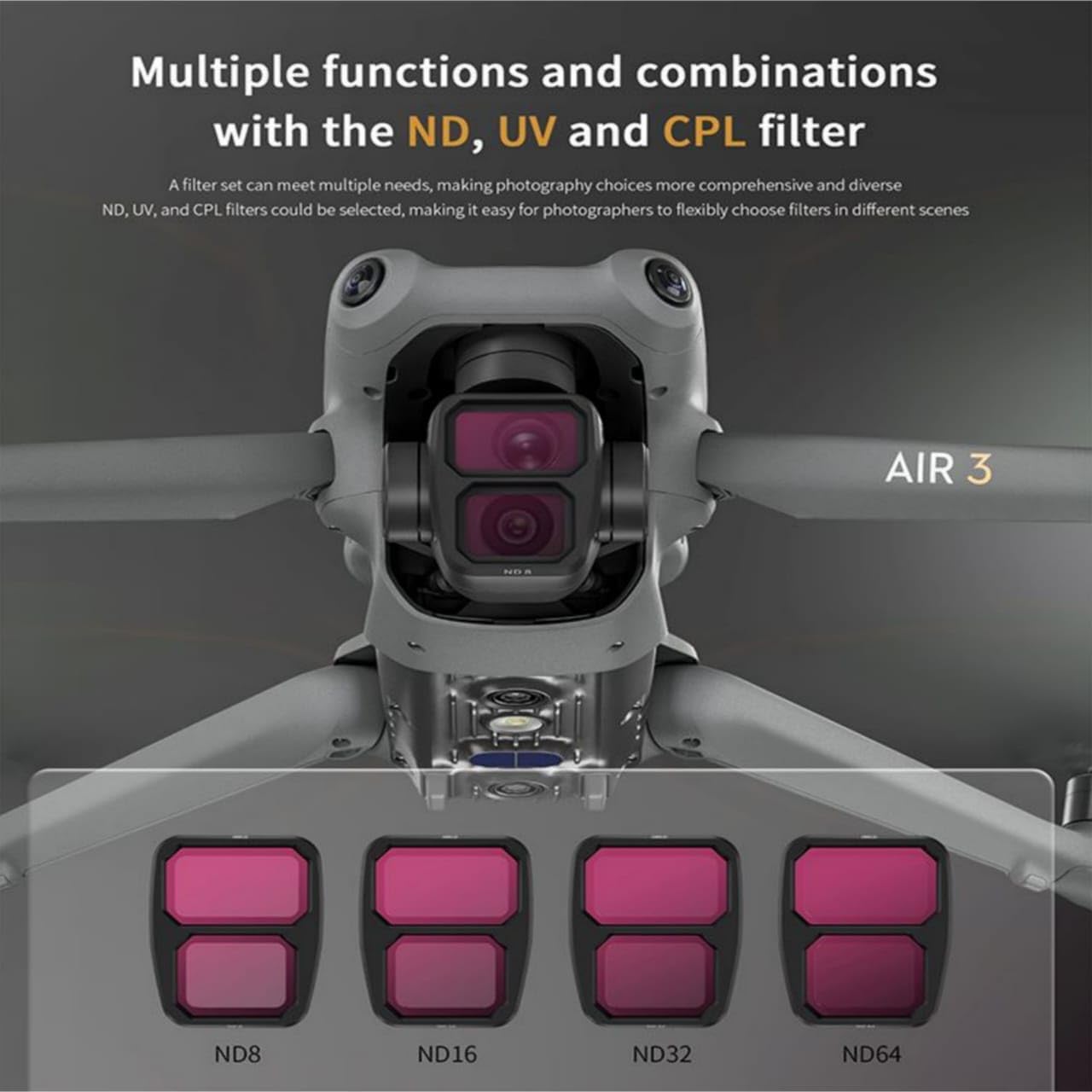 Nd Filters Set for DJI Mavic Air 3 Gimbal Camera