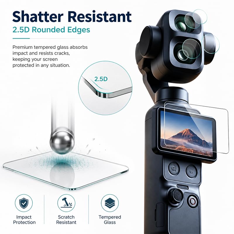 Dji Pocket 4 pro/ 4P Camera Screen Protective Tempered Glass (Getzget)