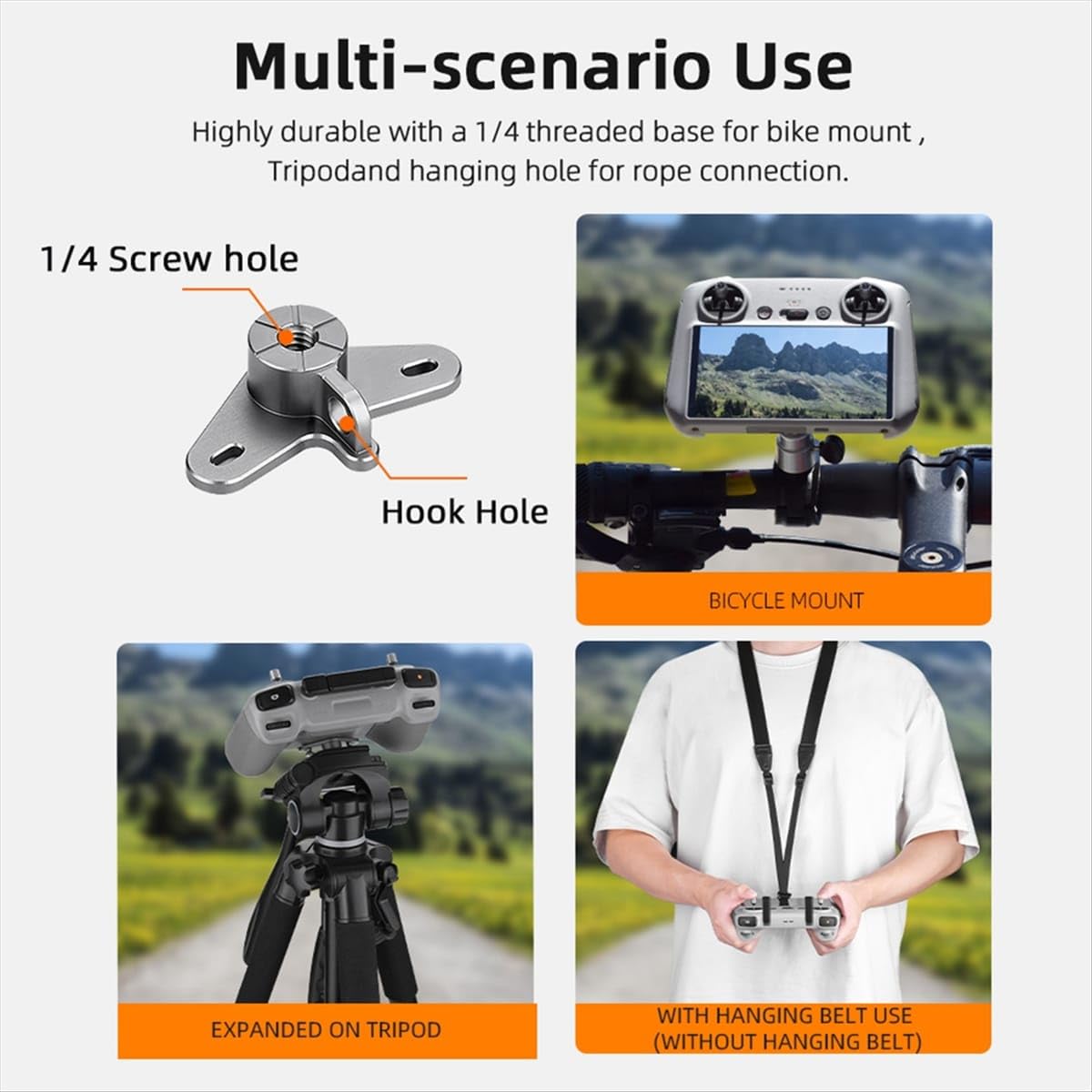 Neckstrap & Bike Holder Mounting Clip For DJI Mini 3 3rc/ Mini 4 4 Pro, Air 3s RC 2 Remote Controller