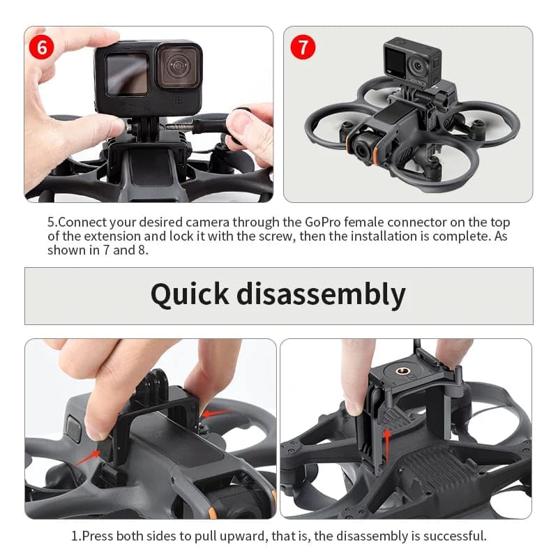 DJI AVATA 2, GoPro Hero Series, DJI Action Series, Insta360 Ace Pro 2, X5 Series Camera Mount Bracket Holder Accessories