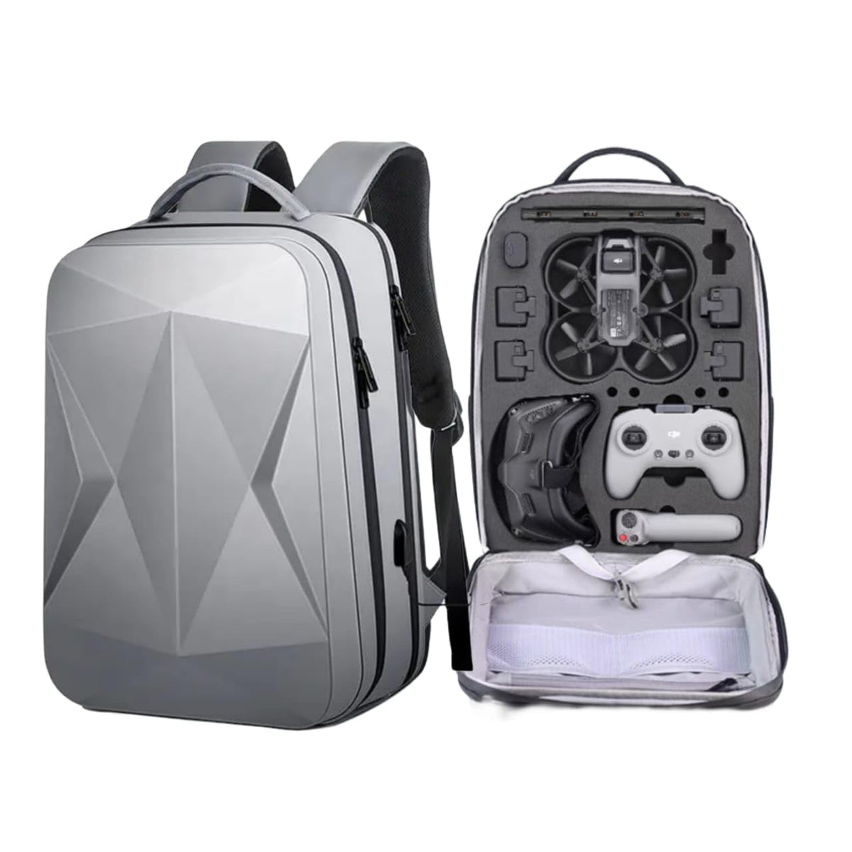 Hard Shell Waterproof Backpack for DJI Avata (EVA Foam, Safety Belt, Grey)