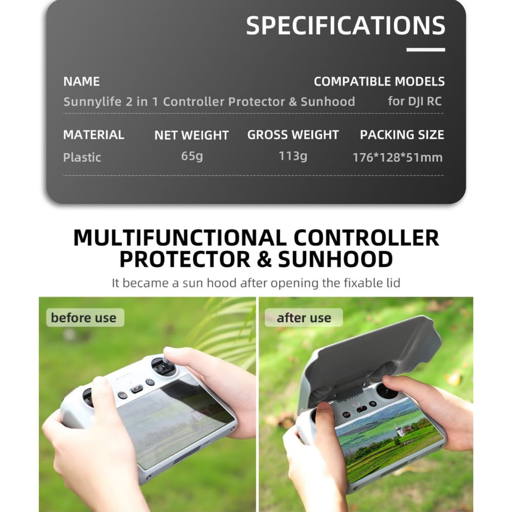 Sunnylife 2-in-1 Protector + Sun Hood for DJI RC (Mini 3, Mavic 3 Classic) (view 5)