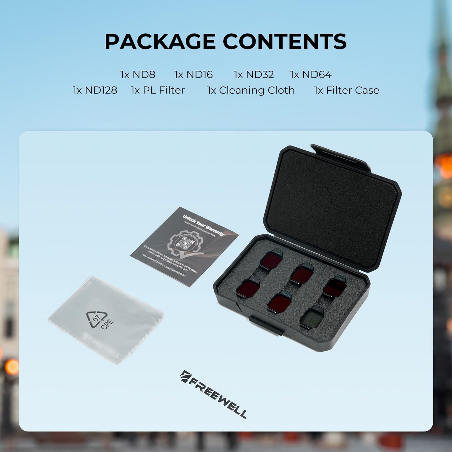 Freewell Standard Day ND Filter Kit for DJI Flip Drone ND8, ND16, ND32, ND64, ND128, PL Filters