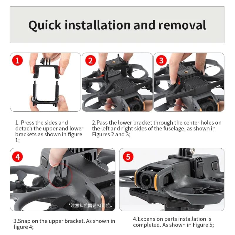 DJI AVATA 2, GoPro Hero Series, DJI Action Series, Insta360 Ace Pro 2, X5 Series Camera Mount Bracket Holder Accessories