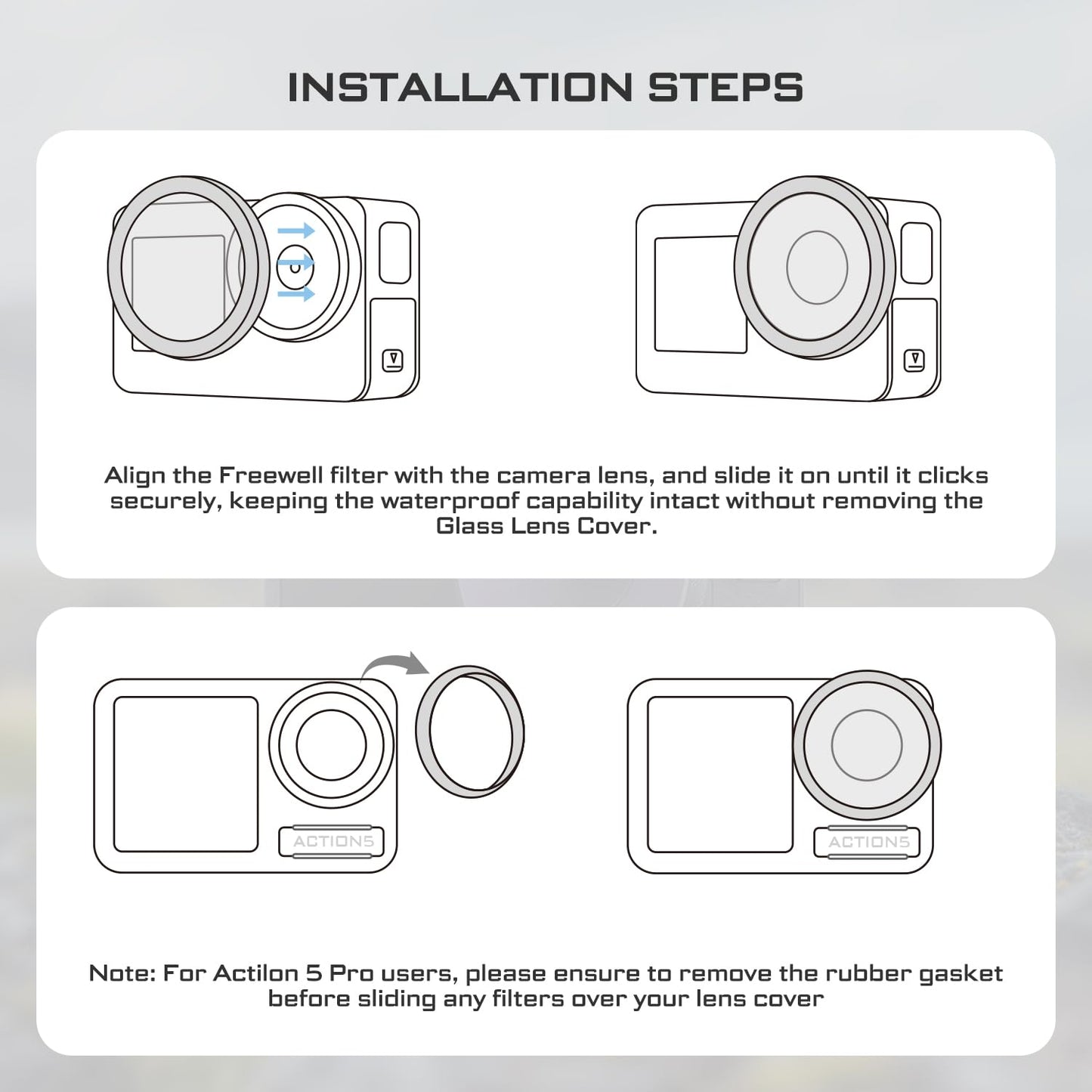 Freewell ND8, ND16, ND32, ND64 Standard Day Filter Set for Osmo Action 5 Pro
