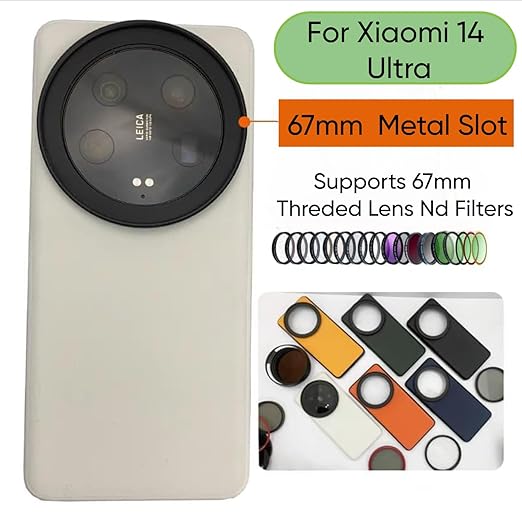 Phone Case For Xiaomi 14 Ultra with Lens Cap Cover Support 67 mm ND Filter Lens Accessories (White)