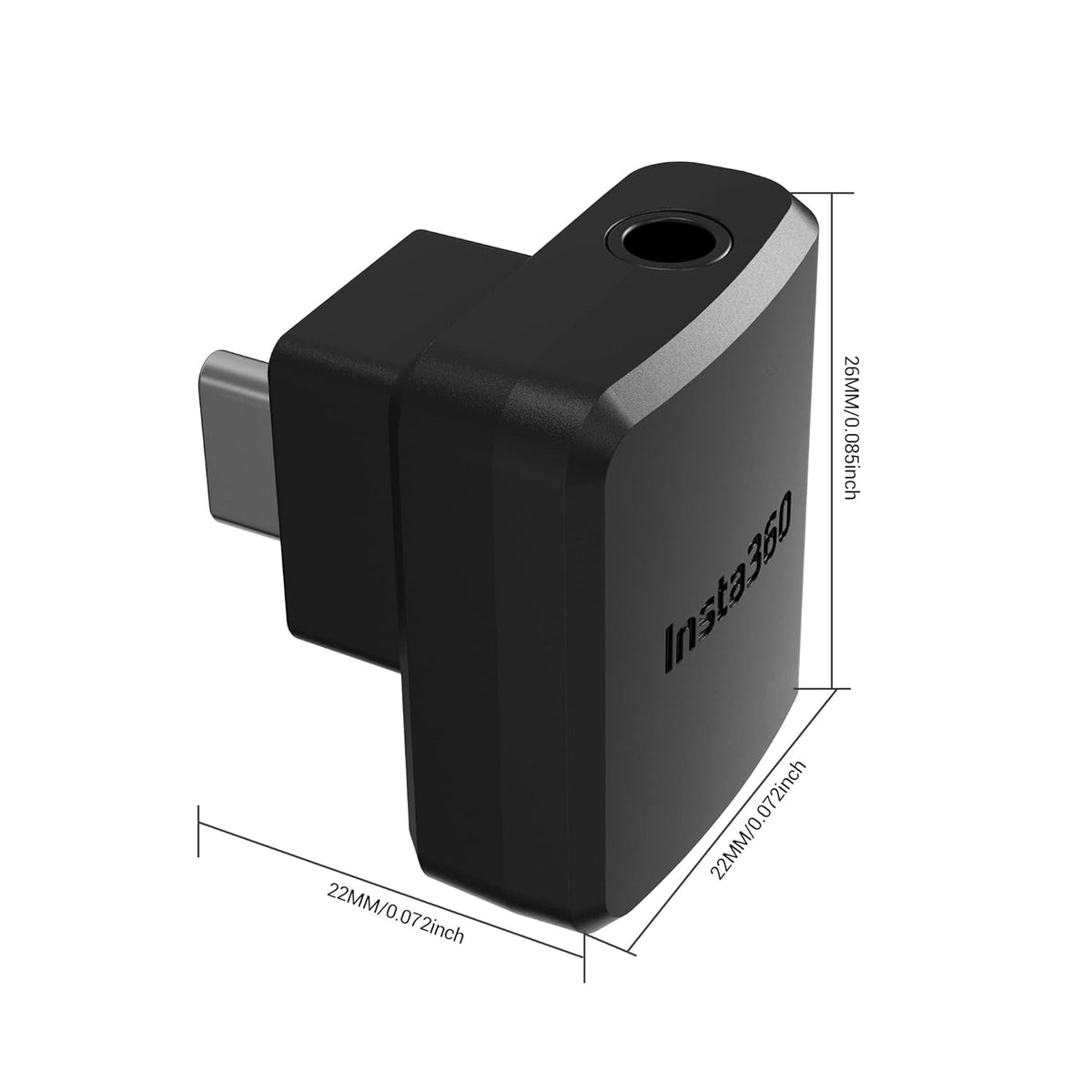 Cynova Dual Mic Adapter for Insta360 One RS (3.5mm and USB-C, Horizontal) (view 2)