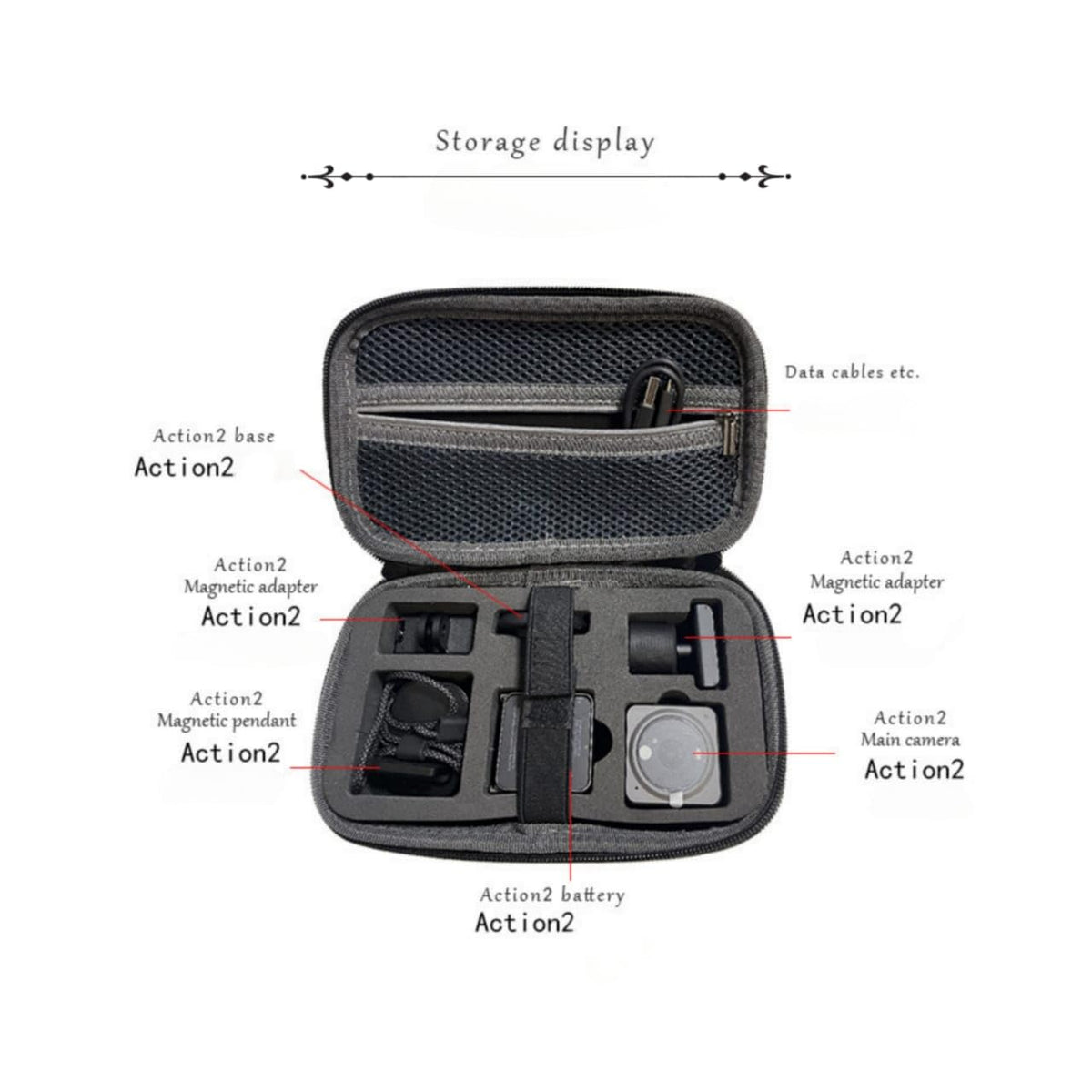 Compact Carrying Case for DJI Action 2 Camera and Accessories (view 3)