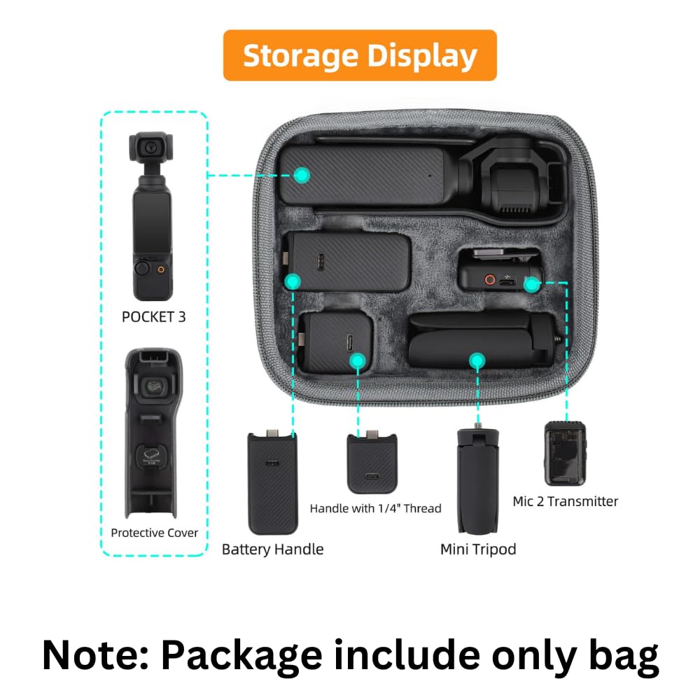 Sunnylife Compact Carrying Case Bag for DJI Pocket 3 Camera & Accessories