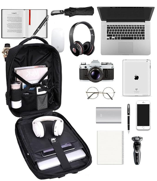 Laptop Bag Multipurpose Backpack for School/College/Office With USB & Type-C Charging Port & Number Lock (Black)
